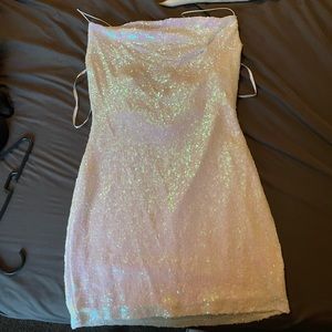White iridescent dress